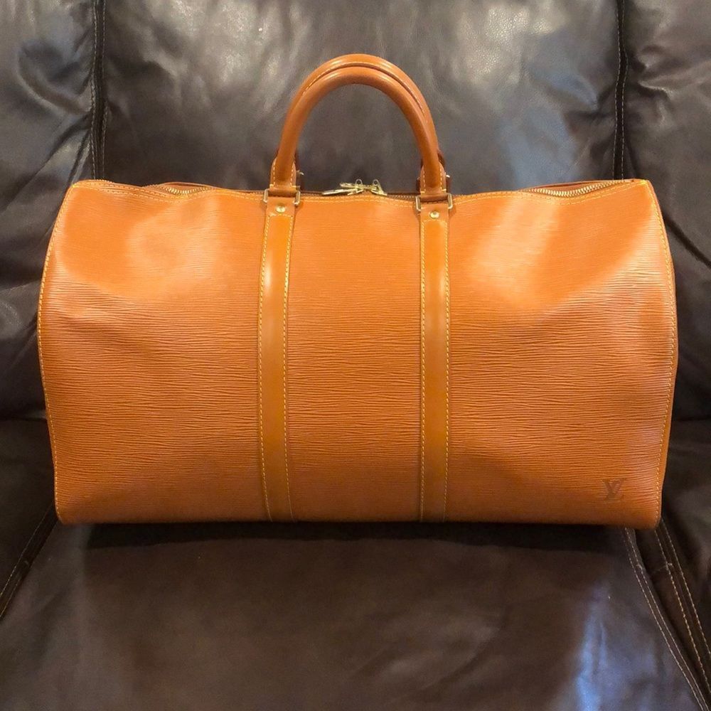 LOUIS VUITTON Cipango Gold Epi Leather Keepall LV 50 Boston Travel Bag VI0994